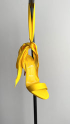 Christian Louboutin Sandale du Desert 100 Yellow Silk Wrap Heels - 37.5