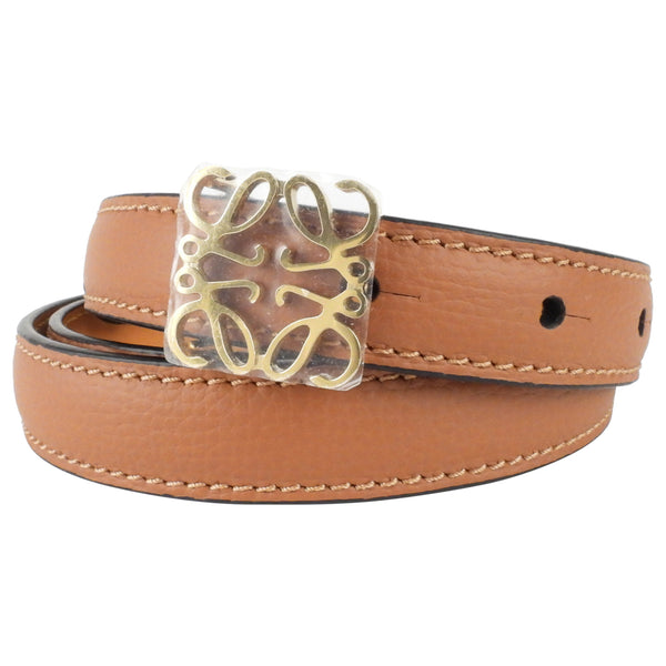 Loewe Brown Leather Anagram Logo Thin Belt - 90 / 36 – I MISS