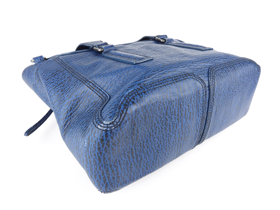 3.1 Philip Lim Blue Grained Leather Pashli Medium Satchel Bag