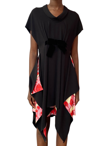 Balenciaga Black Silk Chiffon Floral Sheath Dress - 40 / US 4-6