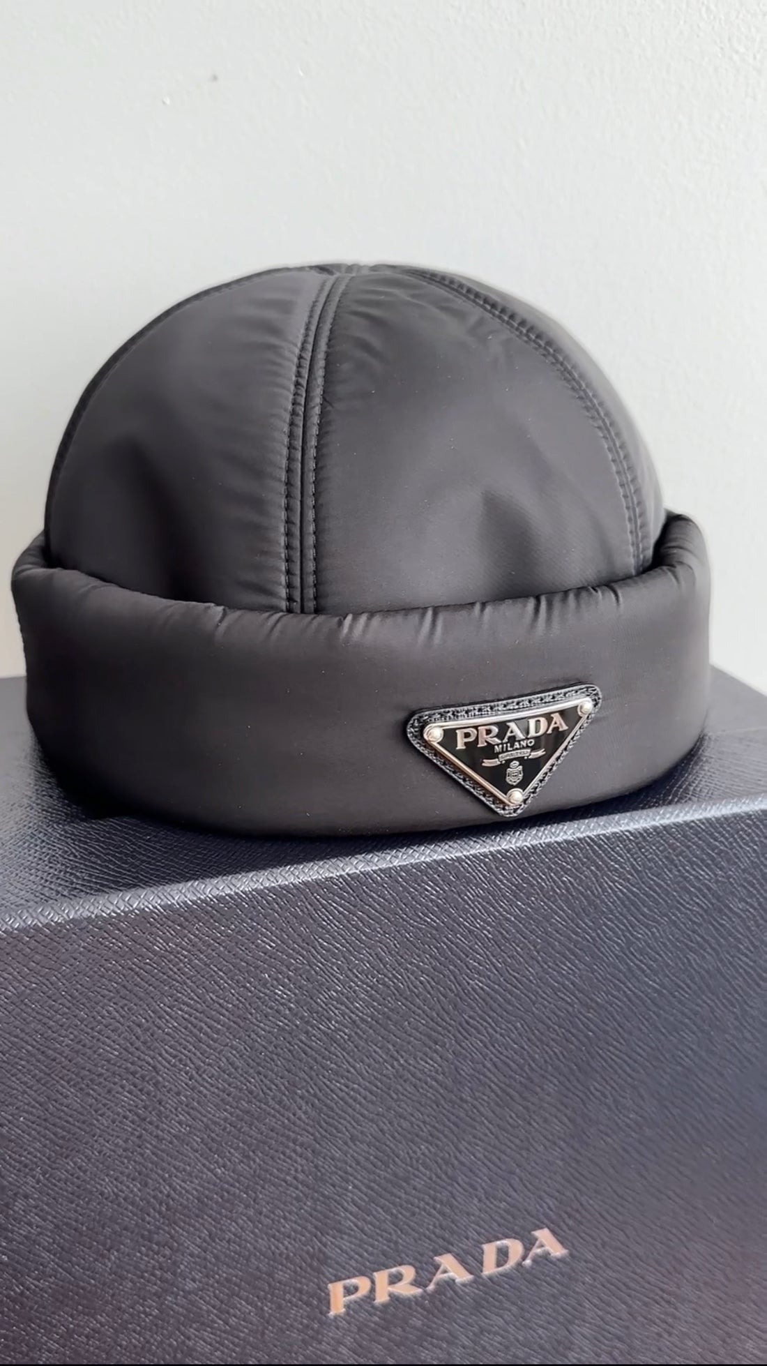 Prada Padded Re-Nylon Beanie Hat - M