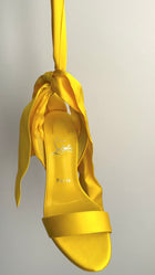 Christian Louboutin Sandale du Desert 100 Yellow Silk Wrap Heels - 37.5
