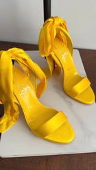 Christian Louboutin Sandale du Desert 100 Yellow Silk Wrap Heels - 37.5