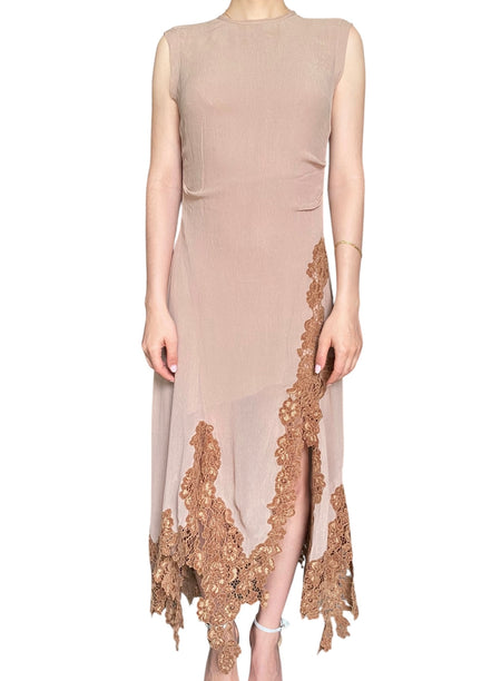Acne Studios Brown Crepon Lace Hem Gown - 38