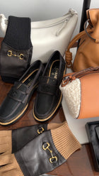 Gucci Black Leather Knit Combo Long Fingerless Horsebit Gloves - L