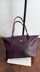 Longchamp Le Pliage Leather Dark Purple Bag