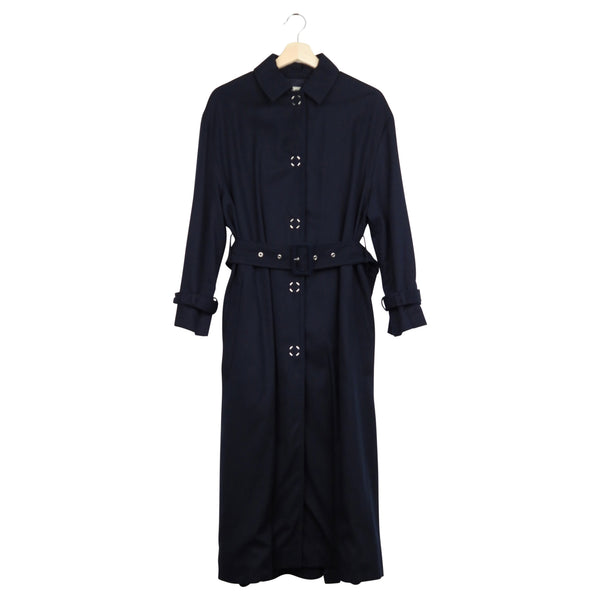 ACNE Studios Navy Blue Press Stud Belted Long Trench Coat - 36 – I