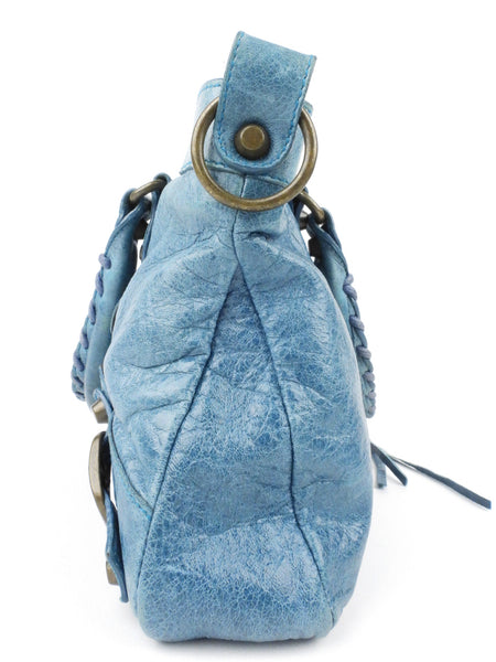 Balenciaga Light Blue First Motorcycle medium size bag, color Blue Dragee