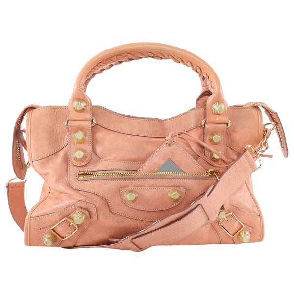 Balenciaga Giant 21 Stud Salmon Pink Leather City Bag GHW – I MISS