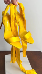 Christian Louboutin Sandale du Desert 100 Yellow Silk Wrap Heels - 37.5
