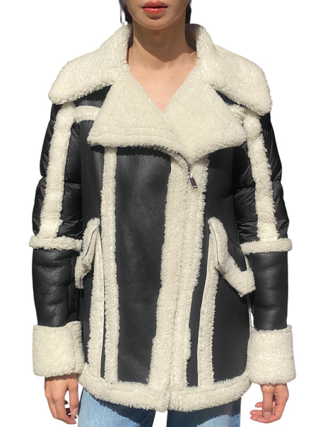 Wild Arctic Black & Ivory Shearling Jacket - 38 / US 4