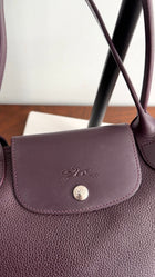 Longchamp Le Pliage Leather Dark Purple Bag