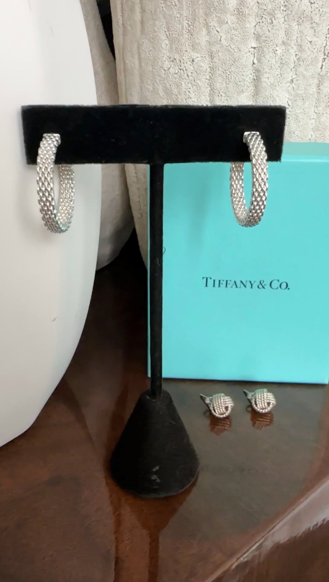 Tiffany & Co.  Sterling Silver Twist Knot Ball Stud Earrings