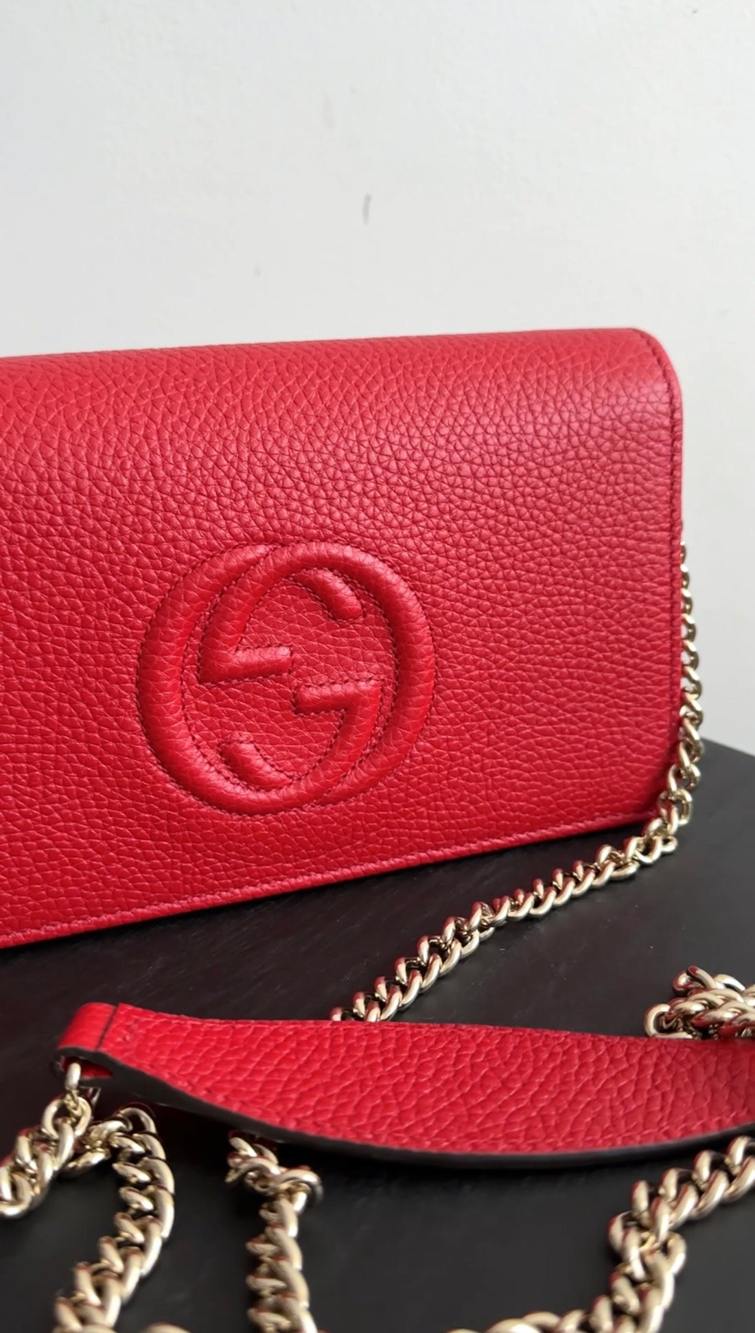 Gucci Soho Wallet on Chain GG Logo Red Bag