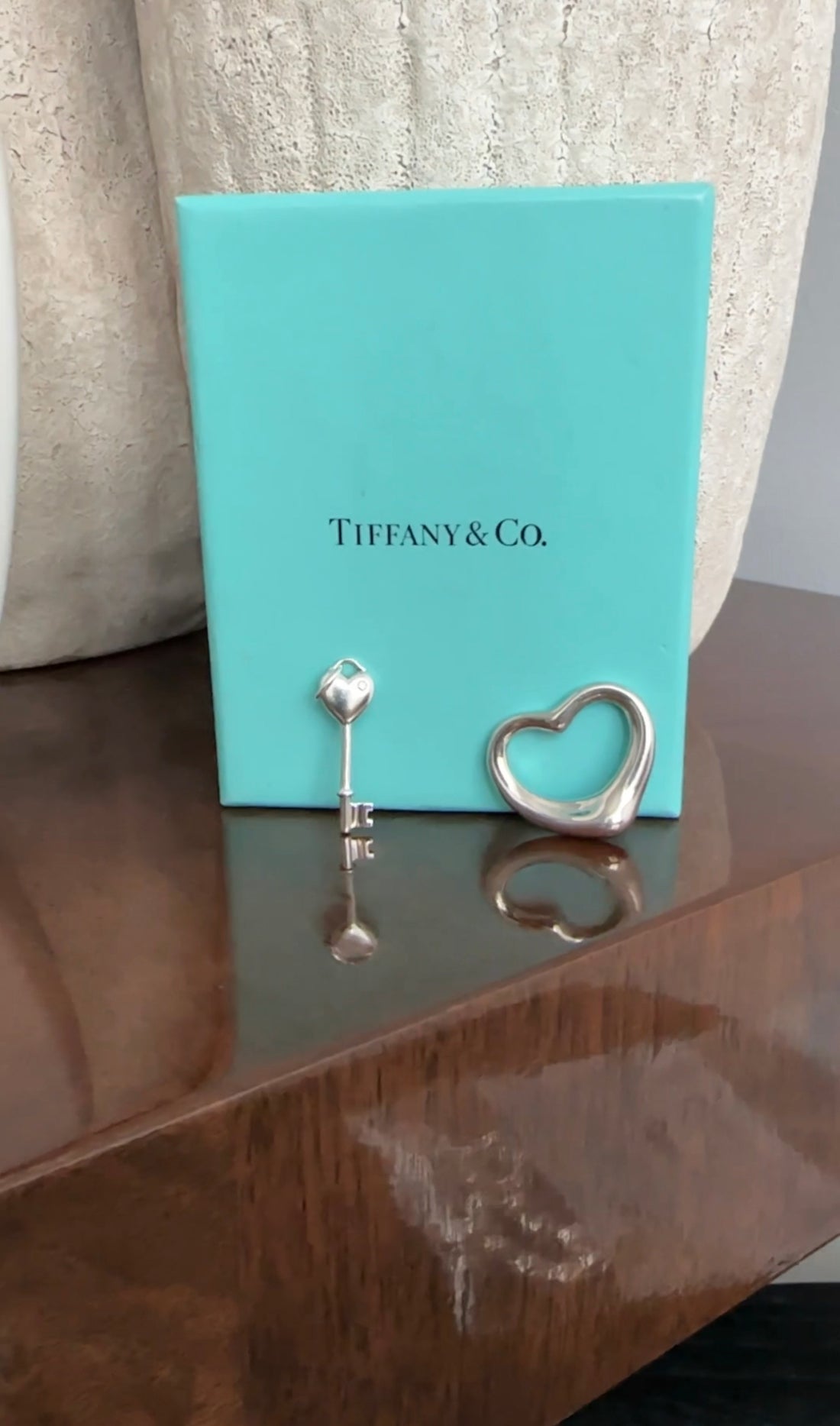 Tiffany & Co.  Elsa Peretti Sterling Silver Medium Open Heart Pendant