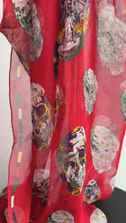Alexander McQueen Red Silk Chiffon Skull Scarf