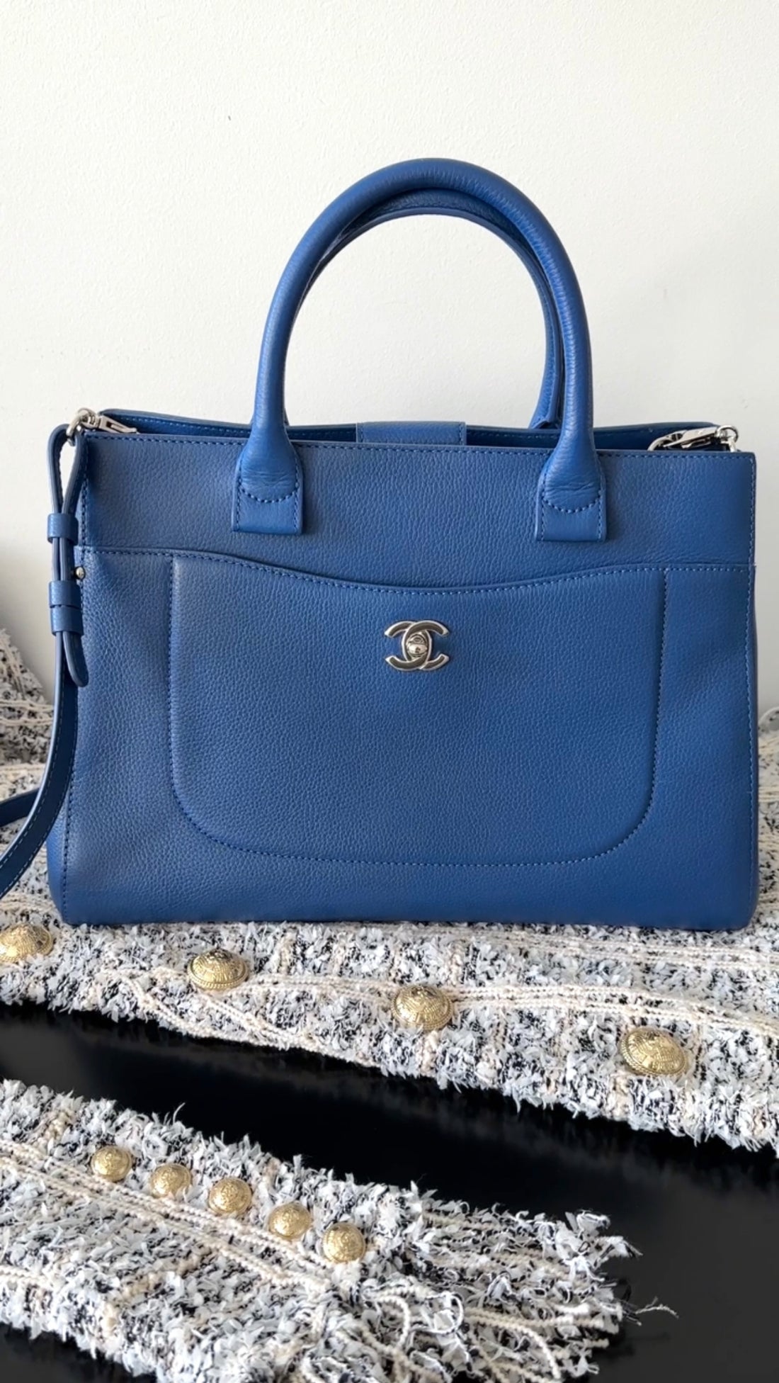 Chanel Blue Small Neo Executive Tote Two Way Bag
