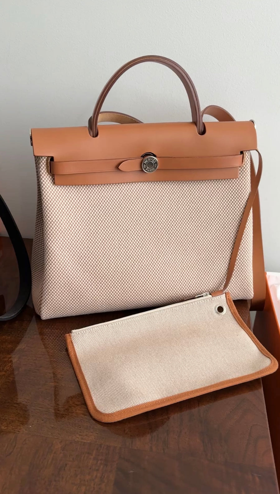 Hermes Herbag Zip 31 Retourne Toile Criss Viking and Vache Hunter