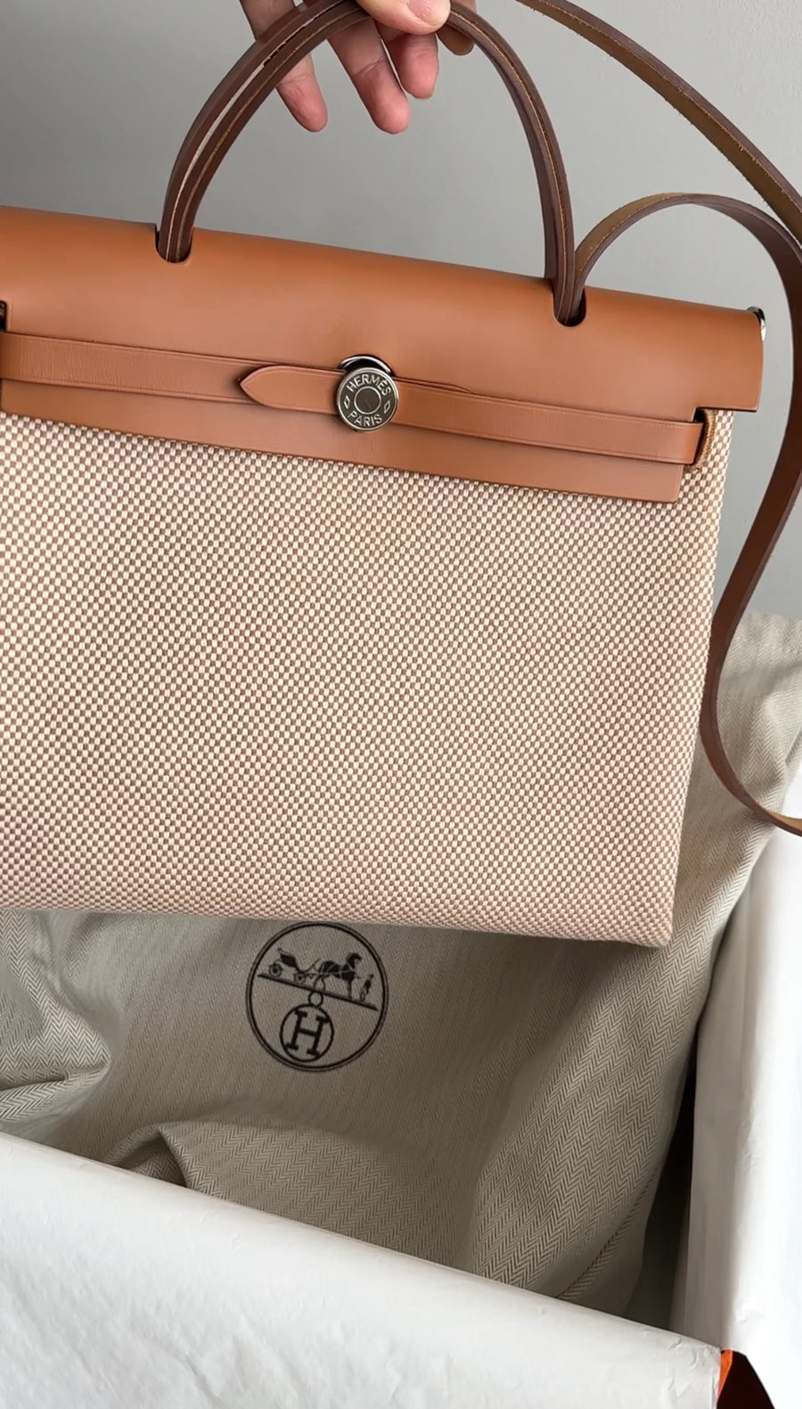 Hermes Herbag Zip 31 Retourne Toile Criss Viking and Vache Hunter