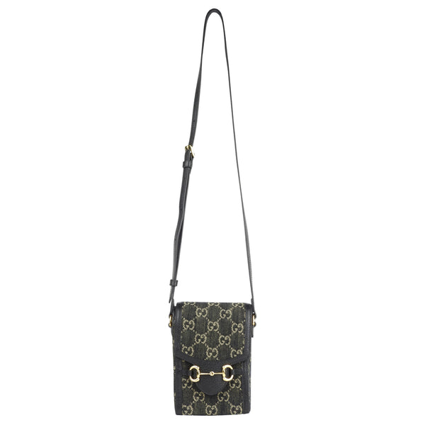 Gucci Black GG Monogram Canvas Mini Horsebit 1955 Shoulder Bag – I MISS YOU  VINTAGE