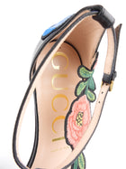 Gucci Black Leather and Floral Embroidered Ophelia Flat Sandals - 39.5