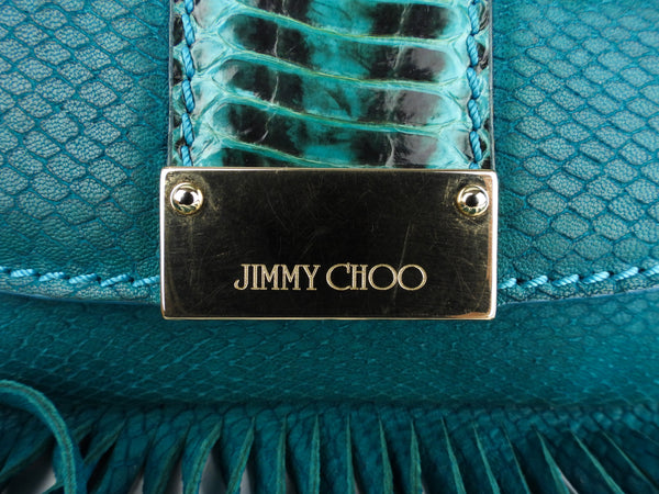 JIMMY CHOO 'Ellipse' python snake clutch bag/ detachable strap RRP £895.00