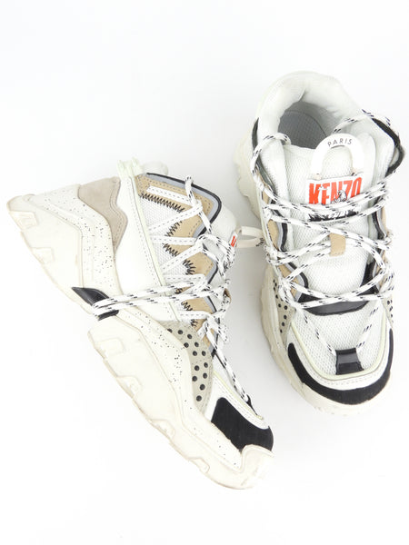 Kenzo Paris Off White, Pale Grey and Black Leather and Mesh Inka Low Top  Sneakers - 37 FR | 36 IT | 5.5 US