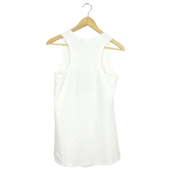 LOUIS VUITTON Vintage LV Logo Tank Top #S White Khaki Button