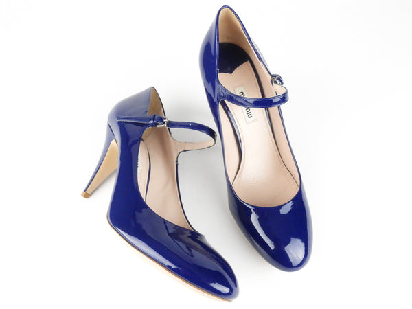 Navy blue clearance patent leather pumps