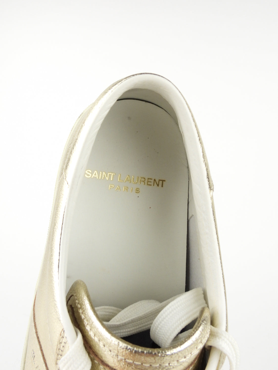 Saint Laurent Metallic Platinum Leather Court Platform Sneakers - 35