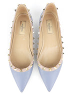 Valentino Garavani Blue Leather Rockstud Pointed Ballerina Flats - 38 EU