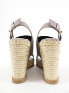 Balenciaga Taupe Leather Espadrille Wedge Sandals - 37
