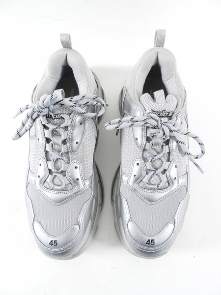 Balenciaga Silver Metallic Triple S Sneakers - Men's USA 11 / 44