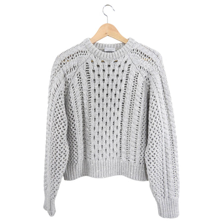Brunello Cucinelli Grey Shimmer Cable Sweater - S (4/6)