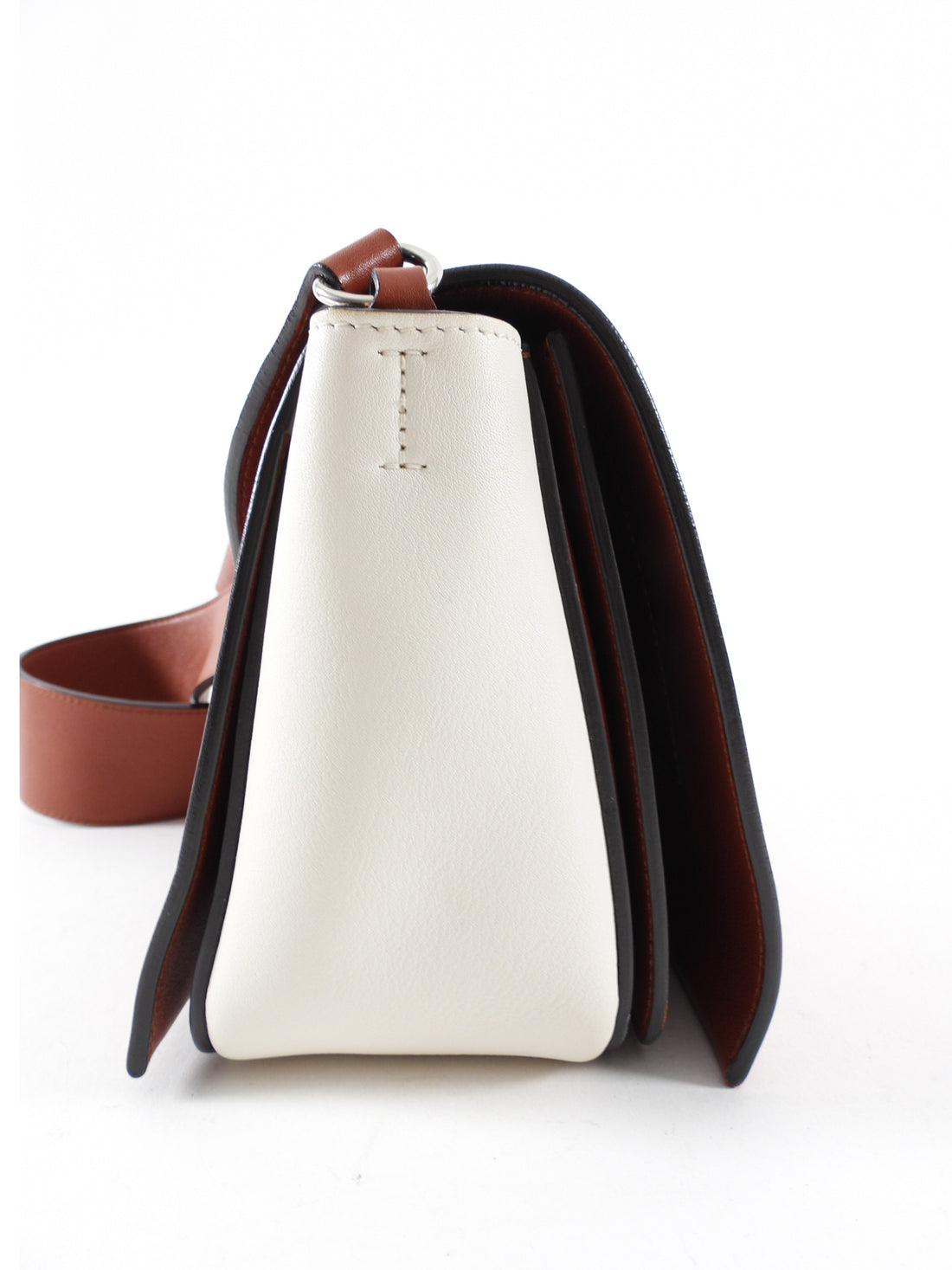 Celine Ivory and Brown Leather Frame Shoulder Bag