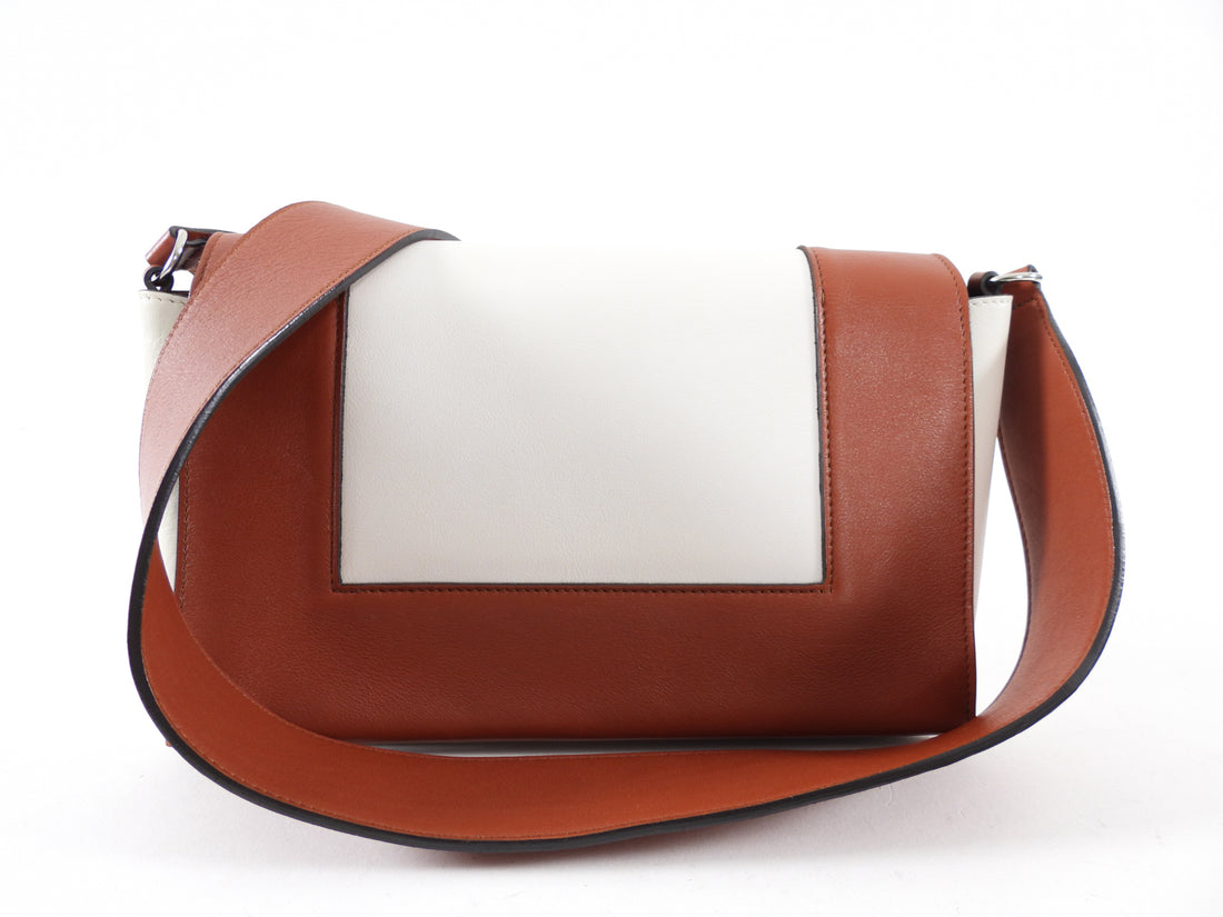 Celine Ivory and Brown Leather Frame Shoulder Bag