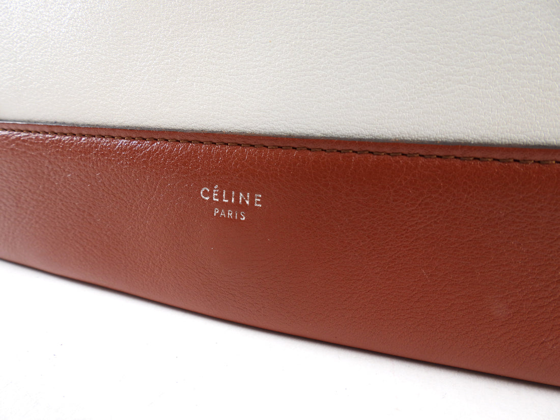 Celine Ivory and Brown Leather Frame Shoulder Bag