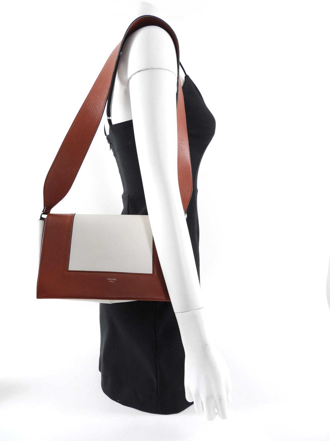 Celine Ivory and Brown Leather Frame Shoulder Bag