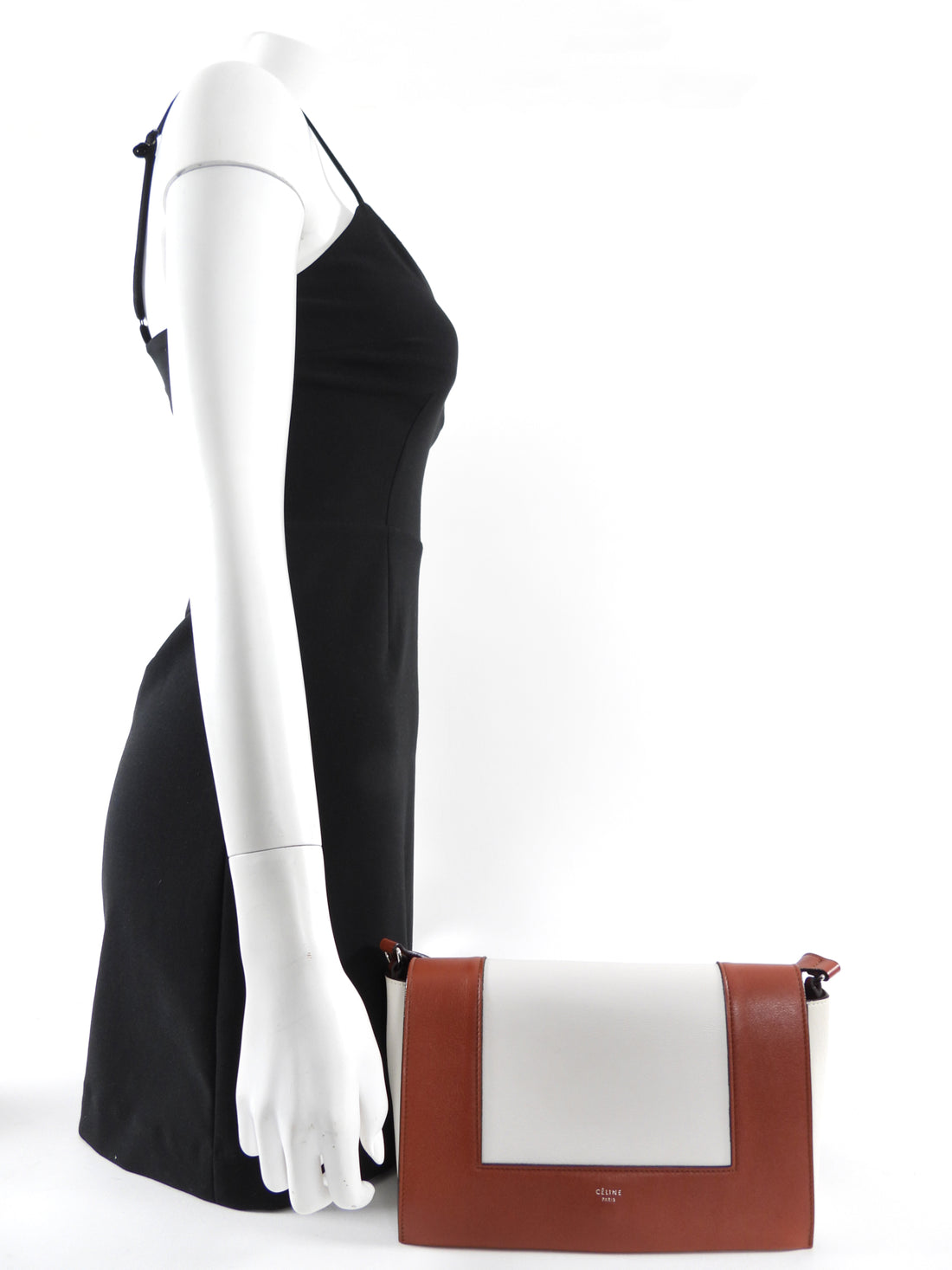 Celine Ivory and Brown Leather Frame Shoulder Bag