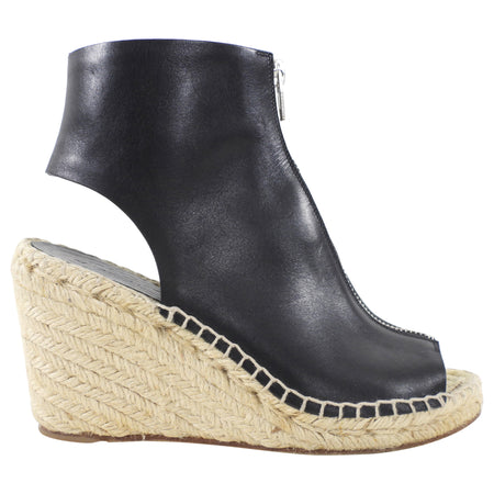 Celine Phoebe Philo Black Leather Espadrille Wedge Shoes - 37
