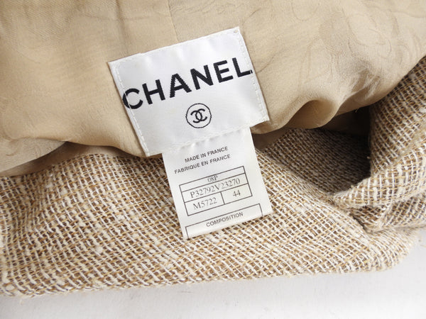 [Chanel] Chanel 08P COCO Mark Silk Blend Tweed Bamboo Tight Skirt P32954 Navy 38 [Used] [Authenticated and Guaranteed Authentic] 197374