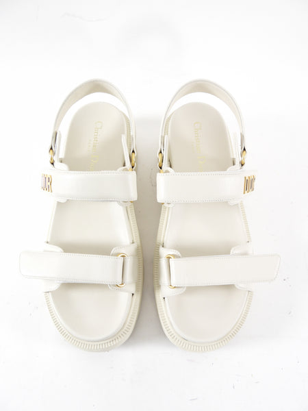 Christian Dior Ivory Leather Dioract Platform Sandals - 39 – I