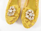 Dolce & Gabbana Yellow Crystal Jewel Lace Flat - 39.5