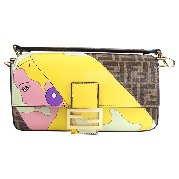 Fendi Antonio Lopez Baguette NM Bag Zucca Coated Canvas with Printed  Leather Inlay Medium - ShopStyle