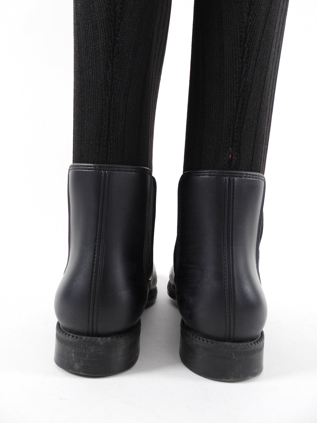 Givenchy Black and Red Stretch Fabric Over the Knee Rubber Boot - 37.5