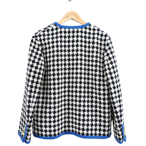 Gucci Black and White Tweed Jacket with Blue Trim - M / L – I MISS