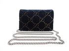 Gucci Super Mini Dionysus Navy and Gold Velvet Crossbody Bag