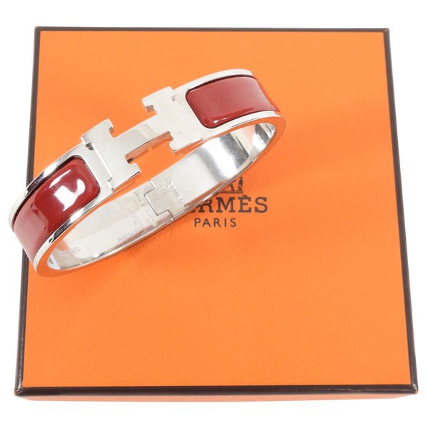 Hermes Clic H Rouge Red Enamel Bangle Bracelet - Size PM – I MISS YOU  VINTAGE