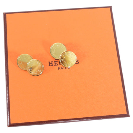Hermes Goldtone Brass Clou de Selle Cufflinks