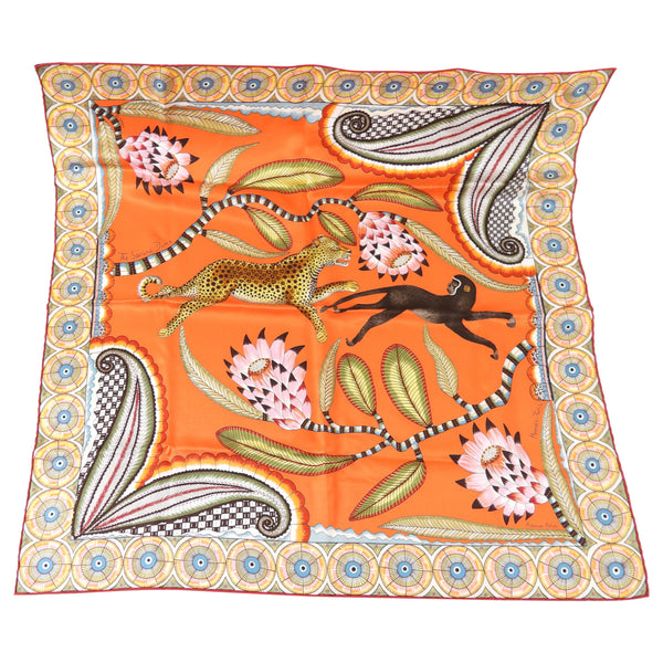 Hermes The Savana Dance 70cm Orange Silk Scarf – I MISS YOU VINTAGE